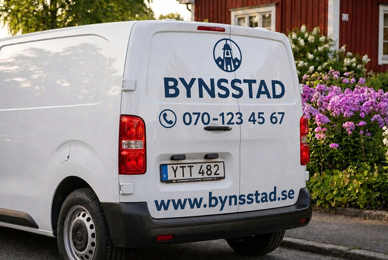 Samma baksida med firmanamn, logga och webbadress